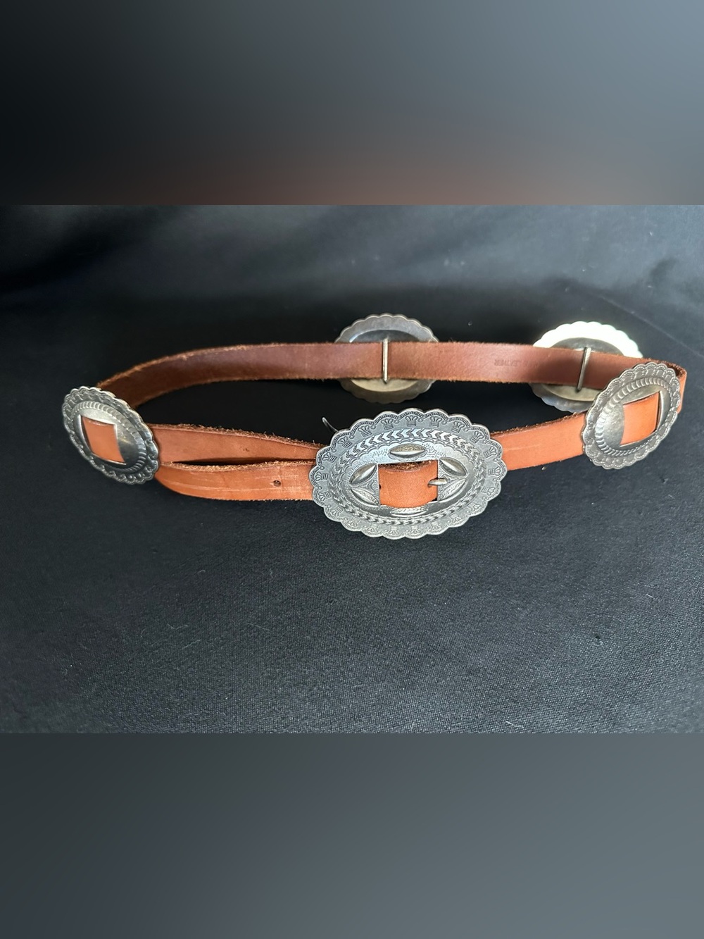 American Living by Ralph Lauren Brown Leather western Belt Silver Conches S